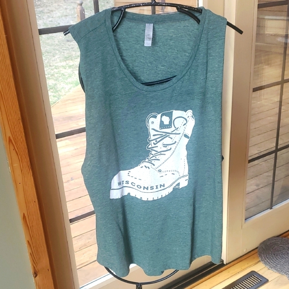 Next Level Green Wisconsin Graphic‎ Workboot Sz. XXL Tank
